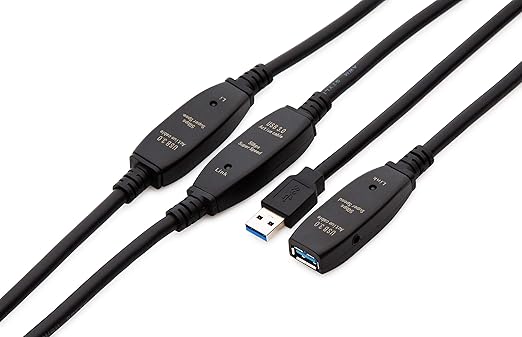 65 Feet Active USB Extension Cable 3.0 Male to Female with 3 Extension chipsets Signal Booster - Active Extension/Repeater Cord 20 Meters / 65 Feet (AC Power Supply Included)