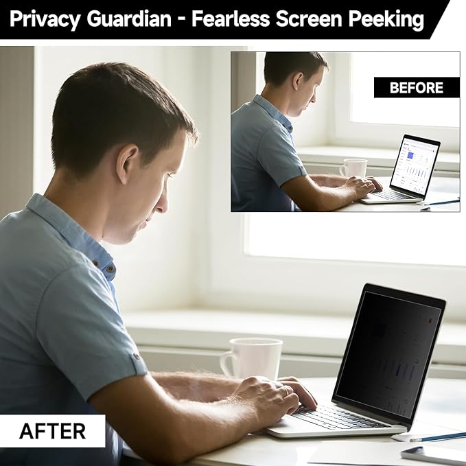 14 Inch 1920x1200 (16:10) Aspect Ratio Laptop Privacy Screen Filter, Anti Blue Light Glare & Anti Scratch Computer Privacy Shield, Not for 14" with 1920x1080P Laptops