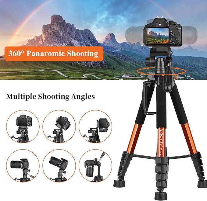 Victiv Tripod 74-Camera-Tripod for Cell Phone, Aluminum Professional Heavy Duty Camera Tripod Stand, Tripod for Camera DSLR SLR with Carry Bag, Compatible with Canon Nikon iPhone
