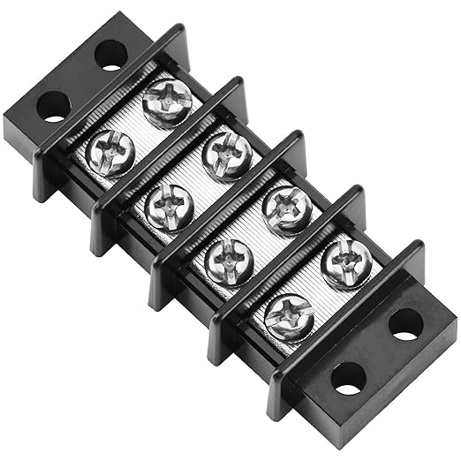 GLOSO Terminal Blocks Double Row Stainless 11 mm Pitch TBC, Marine Grade, 12-22 AWG Cu, 25A/300V - 1 Pack, 4 Poles