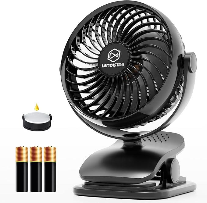 Shinebella AA Battery Powered Clip on Fan with 4-Speed, 5’’ Small Desk Fan with Aroma Function, USB Powered, 360°Rotation, Ultra Quiet, for Golf Cart, Stroller, Bedroom,Car(Batteries Not Included)