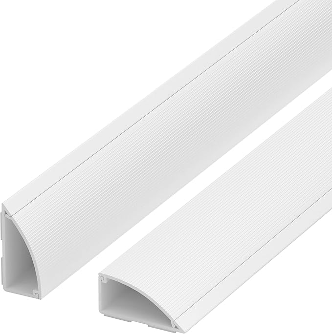 ZhiYo 68in Floor Cord Cover for Corner, Large Cord Hider for 3-5 Cords, Self-adhesives PVC Wire Hider for Baseboard/Floor/Wall Cable Management, White Cable Raceway, 0.8in x 1.8in, 4 x L17in