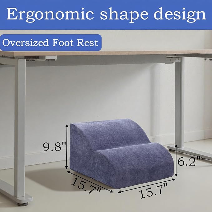 Foot Rest for Under Desk at Work.Multifunctional 3-Tier Foot Stool,with Washable Footrest.for Under Desk,Office Chair Gaming Chair & Sofa,Leg Elevation Pillow,Supports Posture-Blue
