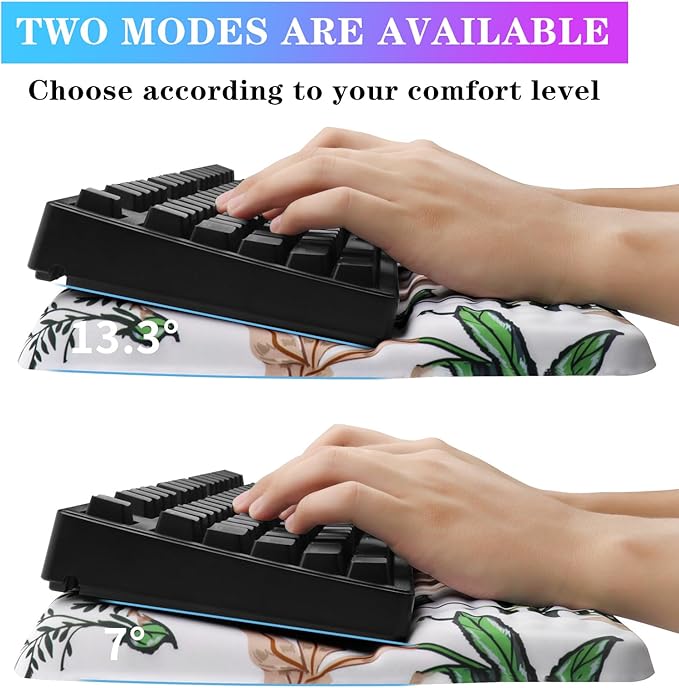 Computer Keyboard Stand with Wrist Rest, Ergonomic Tilted Keyboard Holder - Keyboard Riser with Wrist Pad - Keyboard Tray Support for Office Home - Wild Grass