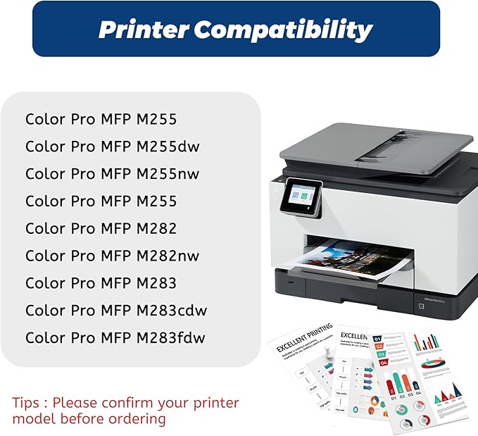 206A Toner Cartridge Black Cyan Yellow Magenta 4 Pack,with Chip Compatible Replacement for HP 206X 206 A W2110A for HP Color Laserjet pro MFP M283fdw M283cdw Pro M255dw M283 M255 Printer