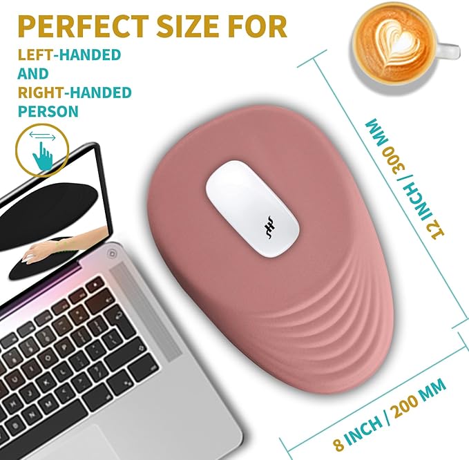 Hokafenle Ergonomic Mouse Pad Wrist Support with Stepped-Wedge Design, Wrist Rest Pain Relief Mousepad Filled with Memory Foam, Carpal Tunnel Mousepad for Wireless Mouse(12x8 inch, Pink)