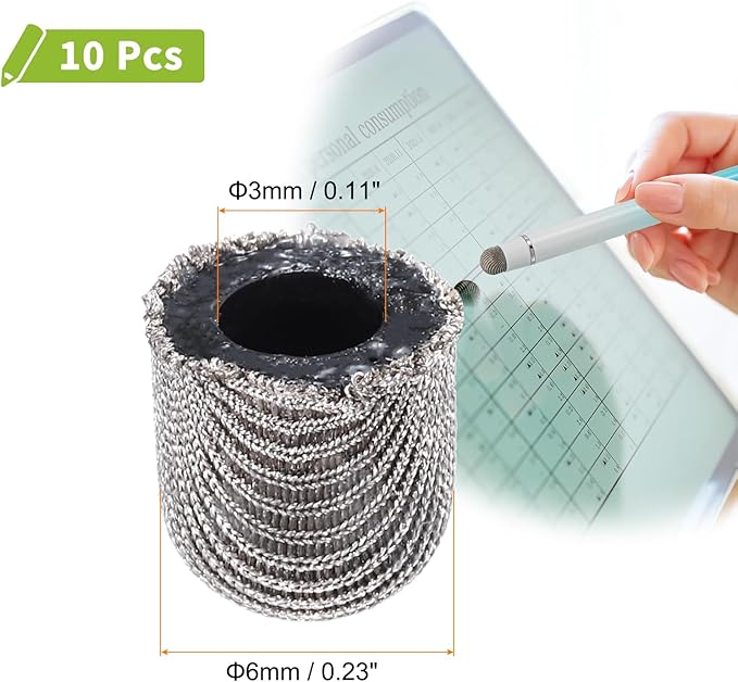 MECCANIXITY 10Pcs Replacement Fiber Mesh Tips for Stylus Pens 6mm Suitable for Capacitive Touch Screen,High Sensitivity,Soft,No Scratch Screen Pen Tip