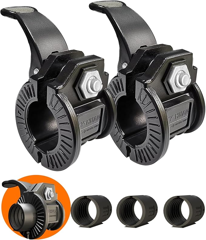 Barbell Clips 1 Inch Quick Release Weight Clamps 0.9-1.18inch Multi-Size Adjustable Olympic Clamps for Bars