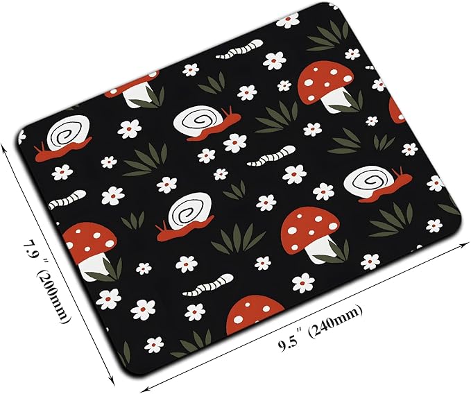 Mouse Pad, Cute Abstract Art Red Mushroom Mouse Pads for Desk, 9.5" x 7.9" Non-Slip Rubber Base Computer Mousepad with Women, Portable Square Design for Wireless Mouse and Pad Laptop Office & Travel