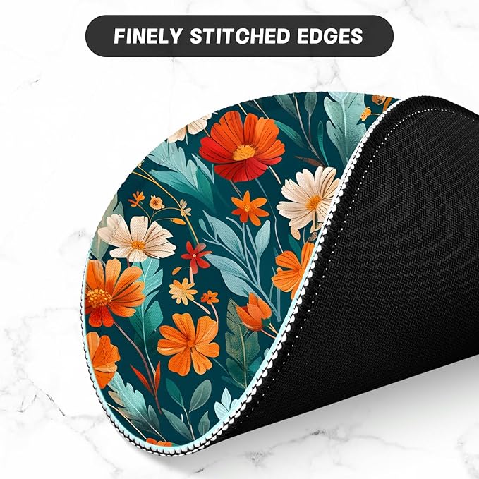 ITNRSIIET Round Mouse Pad with Stitched Edge Premium-Textured Waterproof Non-Slip Rubber Base Desktop Protection Mat Diameter 8.7 inches, Beautiful Flowers