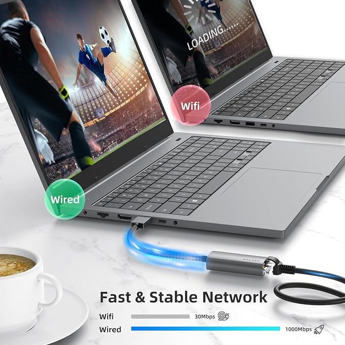 USB 3.0 Ethernet Adapter, WALNEW 1000Mbps Gigabit USB to Ethernet LAN Network Adapter, Aluminum USBA Male to RJ45 Female Cable Converter for MacBook,Chromebook,Surface, Laptop,Desktop,PC