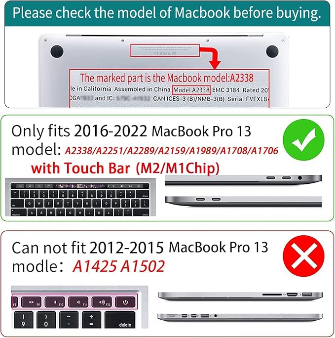 Teryeefi for MacBook Pro 13 inch Case Touch Bar M2 M1 2025 2024 2022 2021 2019 - Image 2