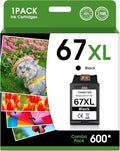 67XL Ink Cartridges Black Color Combo Pack Replacement for Ink 67 67XL 67XXL DeskJet 2755e 2755 2700e 2700 2734e 4155e Envy 6055e 6400 6000 Envy Pro 6458 Printer 1 Black
