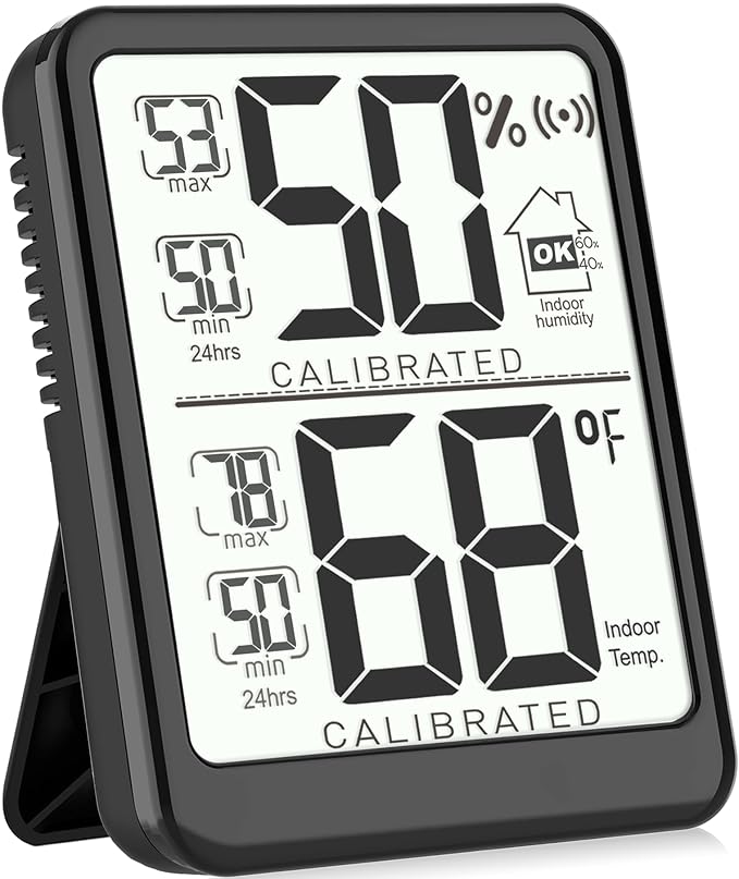 Antonki Room Thermometer, Digital Small Hygrometer Indoor Thermometer Humidity Gauge, Temperature Humidity Meter with Max/Min Record Monitor Sensor for Home, Plants - Battery Included