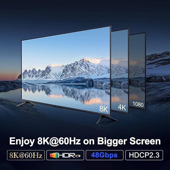 Y.D.F 8K@60Hz HDMI Switcher 5 in 1 Out Aluminum Support 4K@120Hz HDR10+ HDCP 2.3 CEC HDMI 2.1 Switch Splitter Compatible with PS5/4 Xbox X/S Nintendo Switch/OLED Roku Apple TV Fire Stick UHD TV