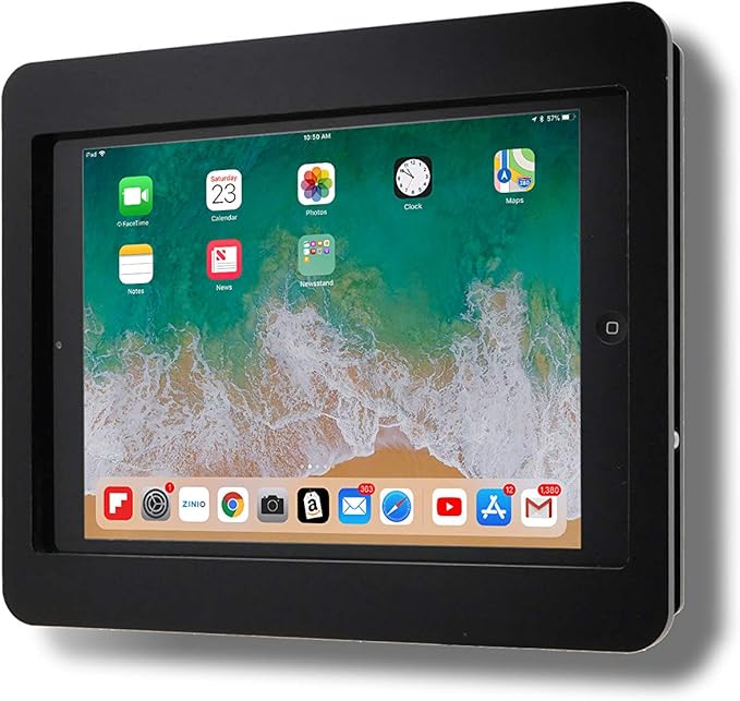 TABcare Anti-Theft Acrylic VESA Enclosure for Apple iPad 2/3/4 9.7" with Free Wall Mount Kit & 90-Degree Angle Charge Cable (iPad 2/3/4 9.7", Black)