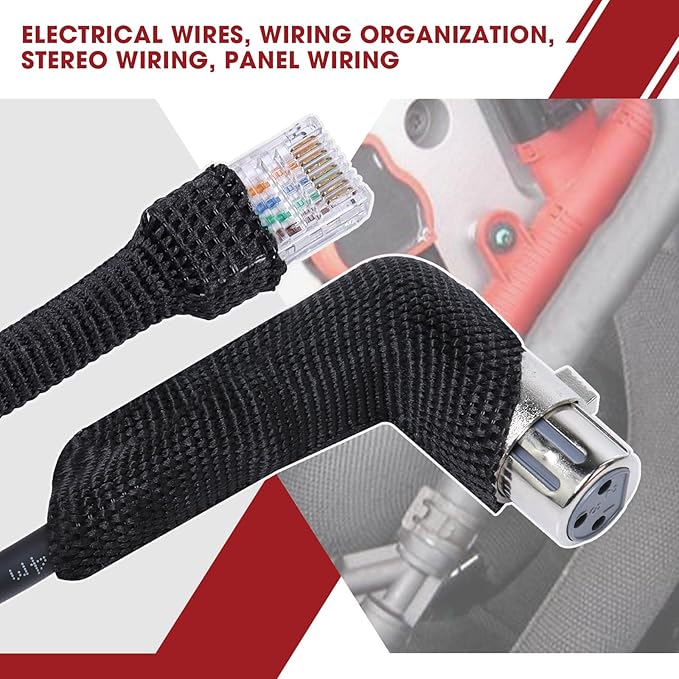 Heat Shrink Wire Loom 2:1 Shrinkable Braided Cable Sleeve 3/4 Inch ID-46ft Abrasion Protection Flexibility Fabric Wiring Harness Cover Sheath