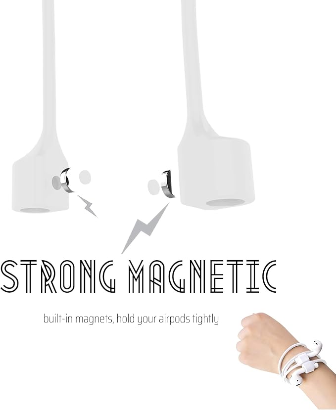 Ultra Strong Magnetic Airpod Pro Strap Anti-Lost Cord Sports Lanyard Compatible with Airpods 3rd 2nd Generation Pro 3 2 1 (3 White)