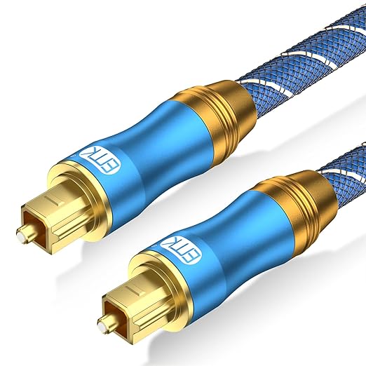 EMK Digital Optical Audio Cable Fiber Optical Toslink Cable SPDIF Audio Cable Male to Male Cord for Home Theater, Sound Bar, TV, PS4, Xbox, PlayStation & More (10Feet/3M)