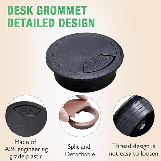 5 Pcs Desk Grommet 2-1/16" / 53 mm, Desk Cord Hole Cover, Cable Grommet ABS Plastic, Desk Hole Grommet for Home & Office Pc, Detachable Adjustable Cable Cord Organizer-White