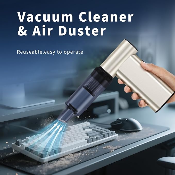 Compressed Air Duster, 300000RPM Electric Air Dusters Mini Blower Jet Turbo Fan, 4-Gear Adjustable Rechargeable & Cordless Air Duster, Dust Blower for PC, Keyboard, Home, Outdoor and Car