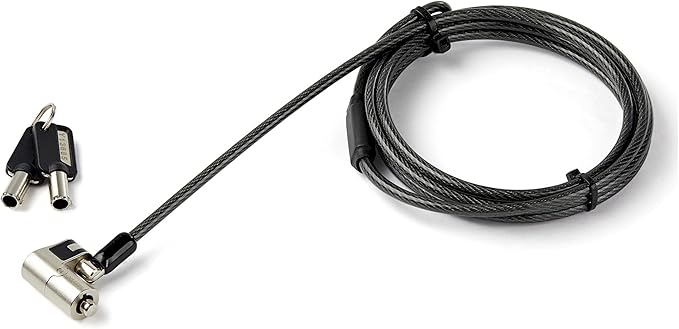 6.5 [2m] 3-in-1 Universal Laptop Cable Lock - Keyed Security Lock for K-Slot, Nano & Wedge Slot Desktop/Laptop - Anti-Theft