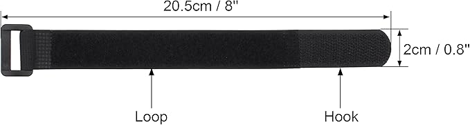 20 Pack 0.8 x 8 Inches Hook and Loop Reusable Fastening Cable Tie Down Straps by Wisdompro - Reusable, Durable Functional Ties to Keep Your Home, Office, Workspace from Tangled Messes of Cords