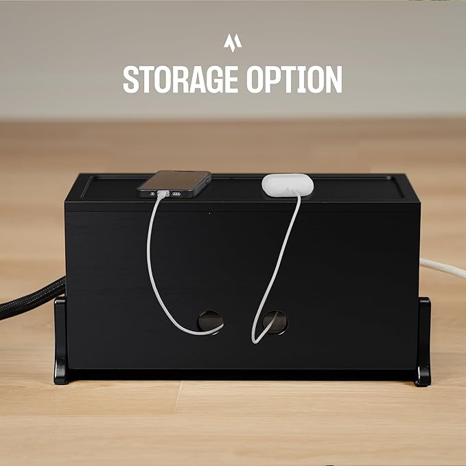 Extra Large Cable Management Box, Wood Cord Hider Box & Organizer for Power Strip, TV Wires & Desk Cable Storage