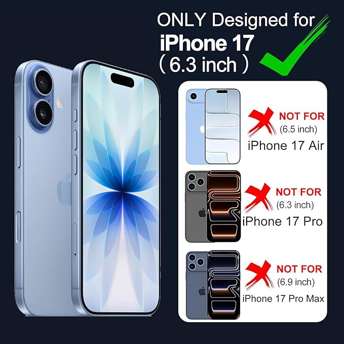 Battery Case for iPhone 17, Upgraded 10000mAh Ultra-Slim Rechargeable Portable Extended Battery Pack Support Qi Wireless Charging Case Compatible with iPhone 17 (6.3 inch) Charger Case Cover(Black)
