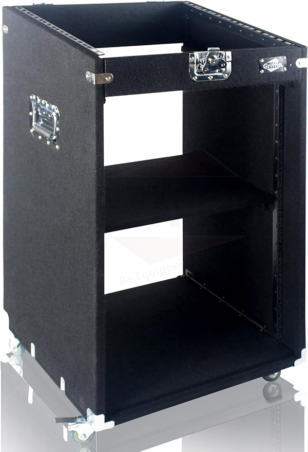 Griffin Rackmount Studio Mixer Flight Road Case (Ultimate-PROAudio) – 25U Mount Space Amp Cabinet Travel Trunk For Music Gear Recording Equipment – Portable DJ Sound Booth Carpet Rack Stand Cart
