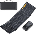 ProtoArc Foldable Keyboard and Mouse, XKM01 True Full-Size Folding Bluetooth Keyboard Mouse Combo for Business Travel, a Portable Office Suite On-The-Go, Compatible with Laptop iPad Tablet - Black