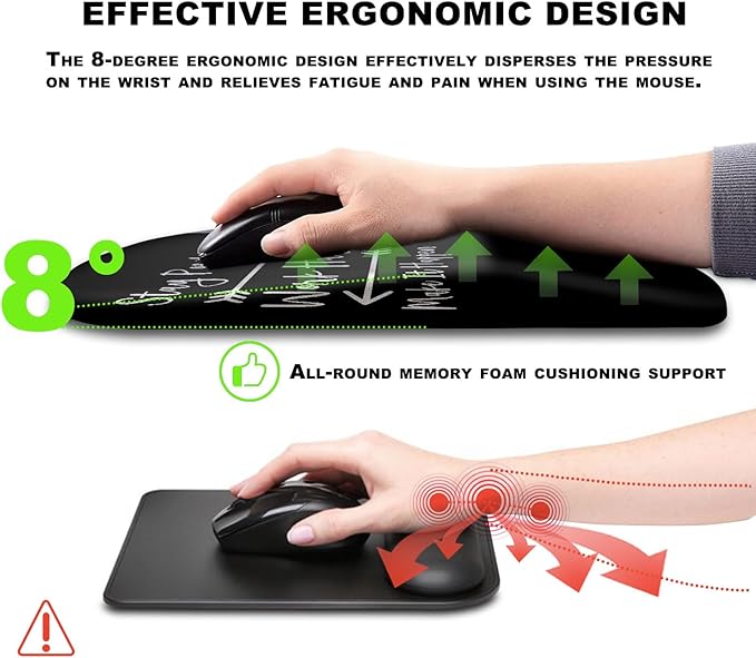 Mouse Pad Wrist Support, Ergonomic Mouse Pad with Massage Dot, Comfortable Computer Mouse Pad for Laptop, Wrist Rest Pain Relief Mousepad with Non-Slip PU Base for Office & Home, 12 x 8 in