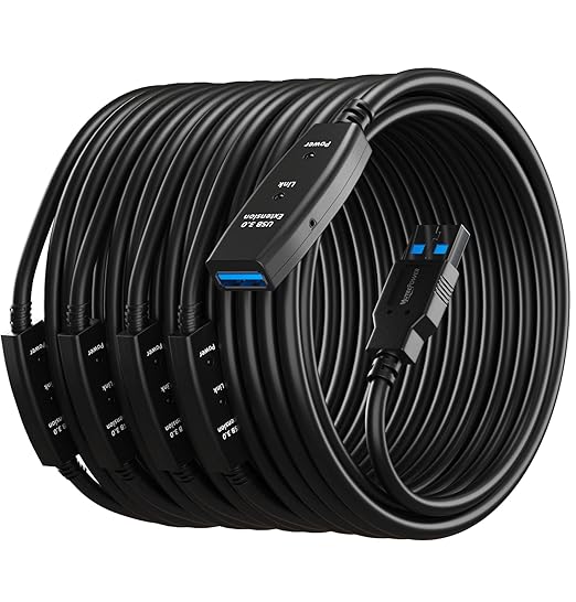 100 Feet Active USB Extension Cable 3.0 Male to Female with 3 Extension chipsets Signal Booster - Repeater Cord 30 Meters / 100 Feet (AC Power Supply Included)