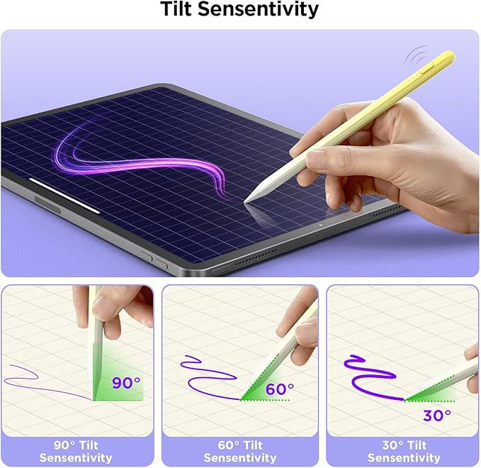 Apple iPad Pencil Alternative, 15Min Fast Charge, Palm Rejection & Tilt Sensitivity for iPad 2018-2024, Pro 12.9/11/13", "M4, Air 5/4/3/11"-13", Mini 6/5