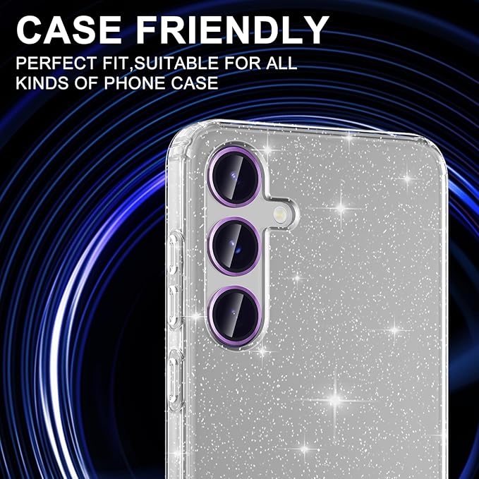 for Samsung Galaxy S24 FE Camera Lens Protector, Individual Metal Ring Tempered Glass Lens Cover, [Strong Adsorption] Scratch Resistant Ultra-Thin HD Clear Lens Cover, 1 Set-Purple