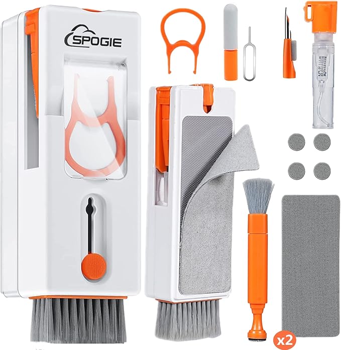 11-in-1 Keyboard Cleaning Kit, Laptop Cleaning Kit Keyboard Brush Cleaner Electronics Cleaner for Cell Phone/Earbuds/Camera Lens/Computer with Multifunctional Cleaning Tool (Orange)