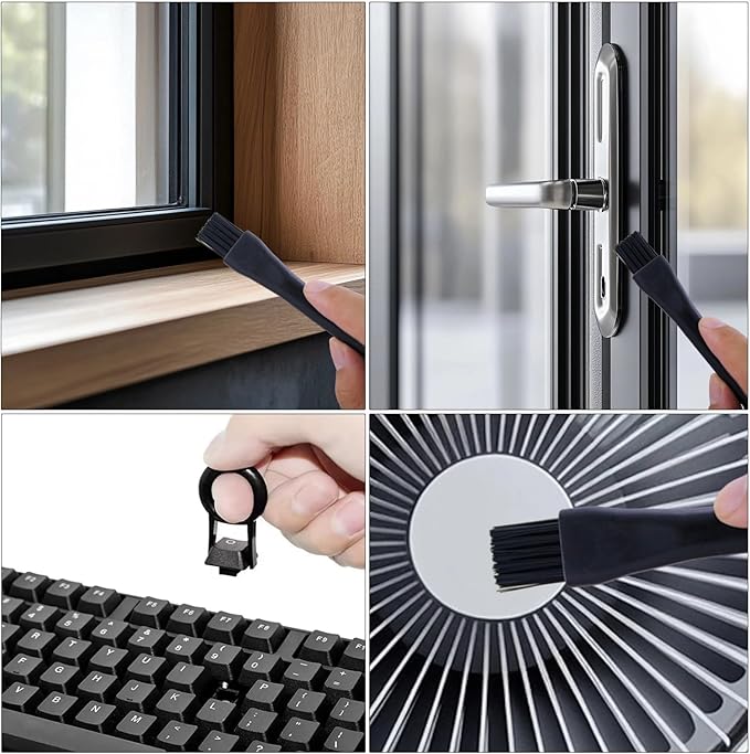 8 PCS Keyboard Cleaning Brushes Kit, Small Portable Anti Static Electronic Dust Cleaning Brush for Computer PC Keyboard Laptop Motherboard Camera Small Space(Black, Set of 8)