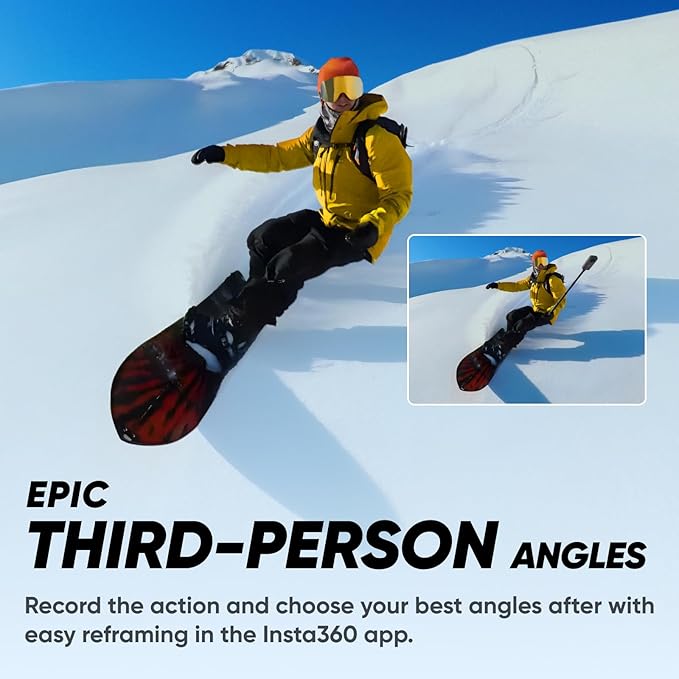 Insta360 X3 Snow Kit (New Version) - 360 Action Camera with 5.7K 360 Active HDR Video, 4K Single-Lens Camera, Waterproof, FlowState Stabilization, 2.29" Touchscreen, AI Editing, Wintersports