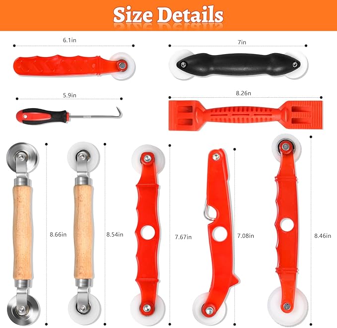 Screen Repair Tool,Window Roller,Spline Installer,9 in 1 Window Installation Tool,Screen Mouse Spline Roller for Installing & Replacing Window Patio Sliding Door (9 in 1)