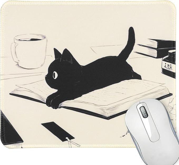 Funny Mouse pad Square Cute Mouse Mat for Wireless Mouse Small Office Computer Mousepad for Desk Mat Laptop with Non-Slip Rubber Base (Cats)
