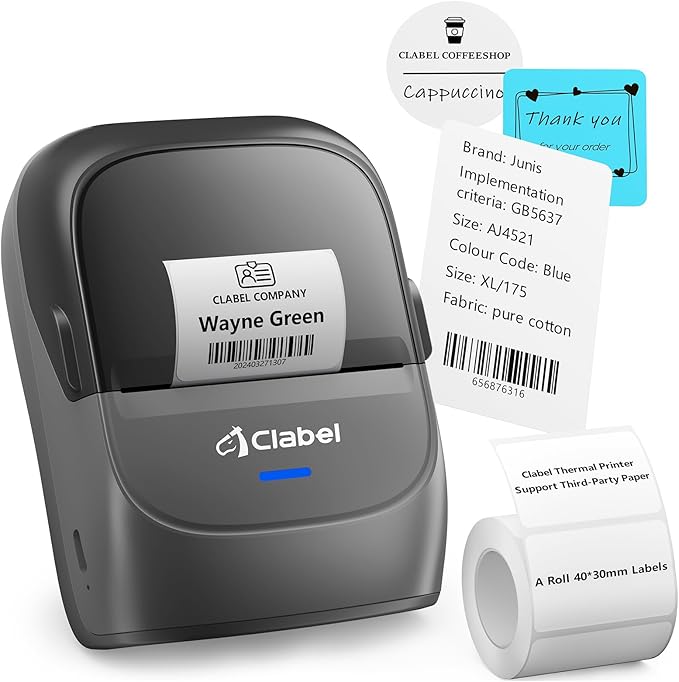 CLABEL Label Maker Machine with Tape: 221B Inkless Label Printer 2 Inch Portable Bluetooth Handheld Sticker Barcode Thermal Printer Compatible with Phone & PC for Small Business Retail School Office