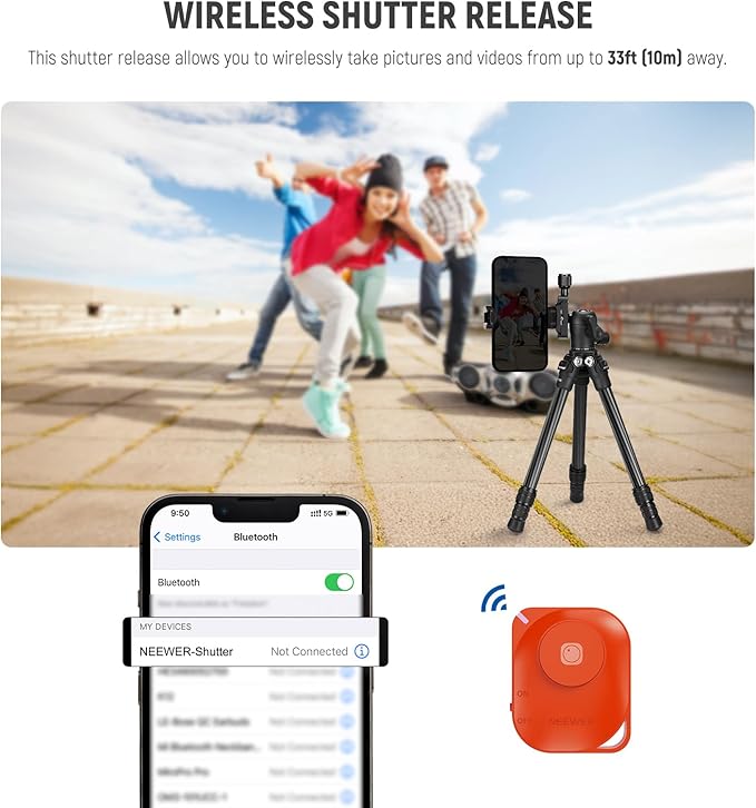 NEEWER TP09 Carbon Fiber Mini Tripod Compatible with iPhone, 20" Lightweight Compact Travel Desktop Tripod Stand with Ball Head, Phone Holder, Remote for Phone DSLR Camera Video Camcorder Webcam