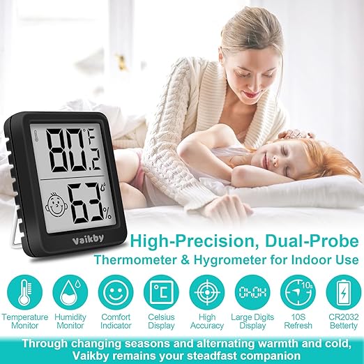 Indoor Humidity Meter Hygrometer 3Pack, Room Thermometer for Accurate Room Temperature Monitor, Digital Hygrometer with Indoor Thermometer for Home, Baby Nursery, and Humidity Sensor Enhanced Comfort