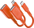 BLACK+DECKER USB C to USB A Adapter, USB C Male to USB Female Adapter Nylon Braid, Type C OTG Cable Compatible w/iPhone 16 15 Pro, MacBook Pro 2022/Air/Mini, iPad—2 Pack, 3" (Coral Rose)