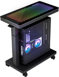 EUREKA ERGONOMIC Height Adjustable Computer Tower Stand, Illuminated Glass Panel PC Stand w/RGB Lights, 2-Tier CPU Holder Cart Under Desk, PC Floor Stand for Office Gaming, APP Control