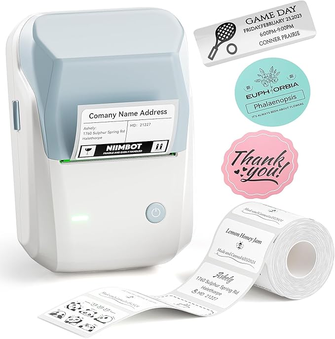 NIIMBOT B1 Label Maker Machine with Tape, Thermal Label Printer Easy to Use for Office, Home, Business, 2 Inch Label Maker with 2'' x1.18'' Labels-230pcs/Roll