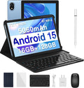DOOGEE U10(2025) 10 inch Tablet with Keyboard, Android 15 Tablet 16GB+128GB/2TB Expand, 2.0GHz Quad Core Gaming Tablets,5060mAh,1280x800 IPS HD Touchscreen,WiFi 6,Dual Camera,BT5.0,Widevine L1,Blue