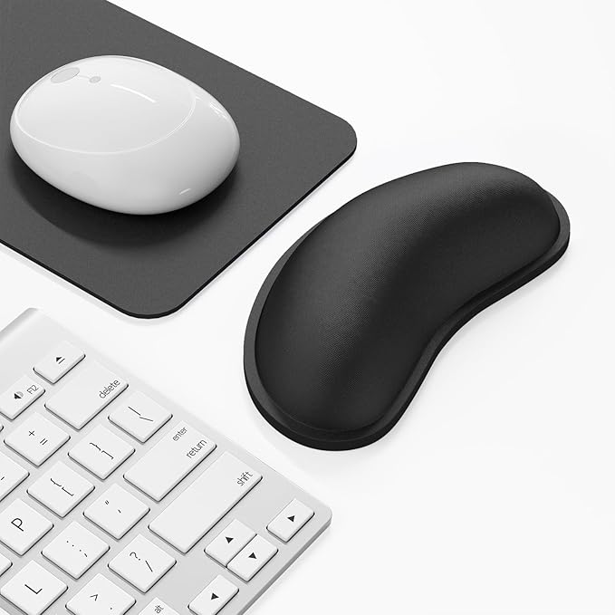 Dapesuom Mouse Wrist Rest, Cute Ergonomic Memory Foam Mouse Wrist for Computer Desk Mats Support, Hand Rest Pad Cushion for Gaming, Office, Laptop, Men, Women, Pain Relief & Easy Typing, Jet Black
