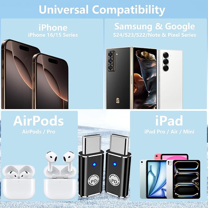 【Apple MFi Certified】Lightning to USB-C Adapter, Stuffcool 4Pack Lightning Female to Type-C Male Digital Converter Type-C Fast Charge Connector for iPhone 17/17 Air/17 Pro/17 Pro Max/16/16 Pro/15/iPad