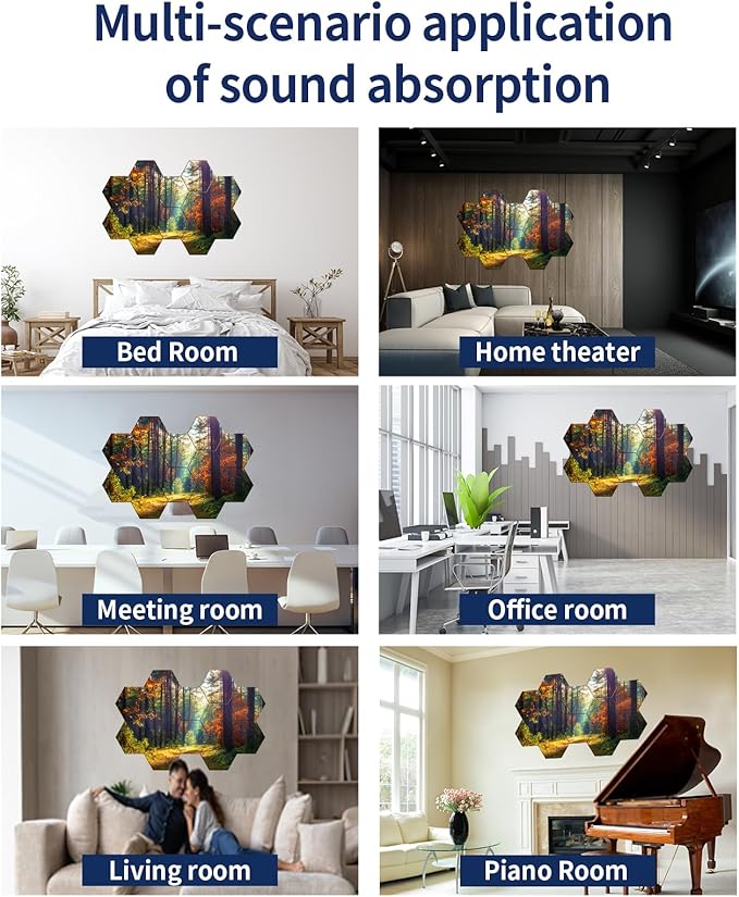 Mollywell Art Acoustic Panels, Soundproofing, Wall Decoration, Suitable for Decorative Soundproof Wall Panels, Room Aesthetics & Echo Reduction (Forest Autumn), 12x10x0.4 Inch